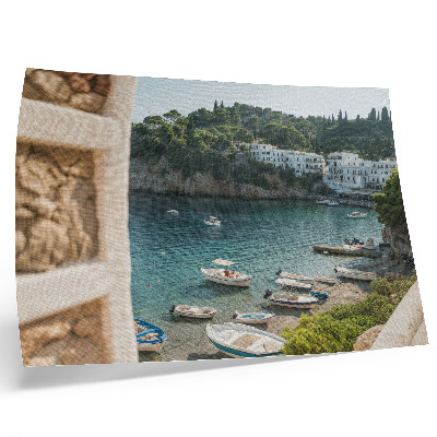 Stilski zidni plakat Zaljev Boats Mediteranska brda