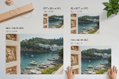 Stilski zidni plakat Zaljev Boats Mediteranska brda