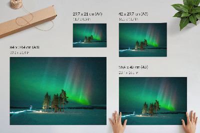 Umjetnički print Čarolija sjeverne svjetlosti, zapanjujuće boje i mirna atmosfera