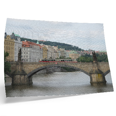 Umjetnički print Most preko rijeke s tramvajem, okružen klasičnom arhitekturom
