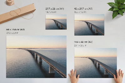 Plakat Most preko mirnog mora u zalasku sunca