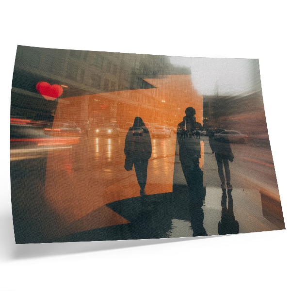 Umjetnički print Grad u večernjim satima, neonsko narančasti odrazi