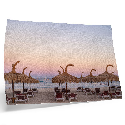 Stilski zidni plakat Azurno mirno more nježni ružičasti horizont
