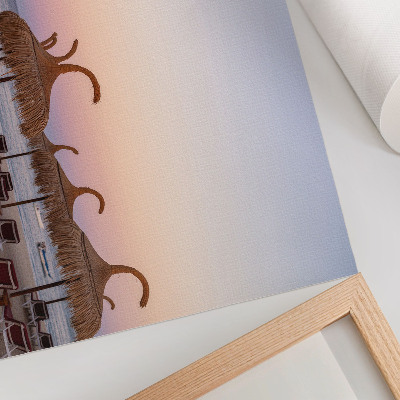 Stilski zidni plakat Azurno mirno more nježni ružičasti horizont