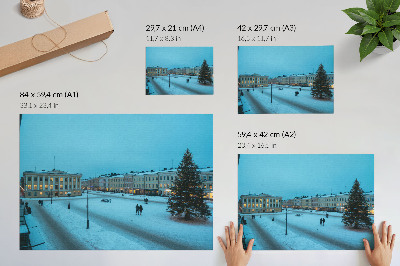 Plakat Zimski krajolik, klasična arhitektura, božićna atmosfera