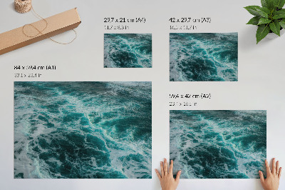 Umjetnički print Tirkizni oceanski valovi s bijelom pjenom