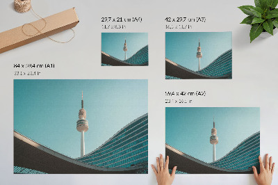 Plakat Plavo nebo moderna zgrada gradski toranj