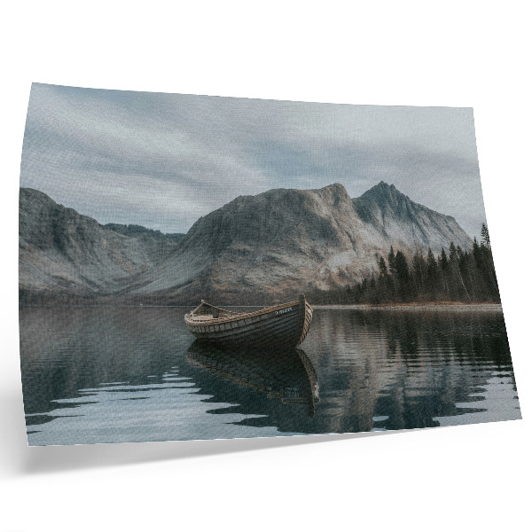 Stilski zidni plakat Planine, jezero, brod, mir, harmonija