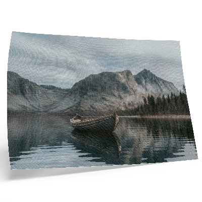 Stilski zidni plakat Planine, jezero, brod, mir, harmonija