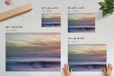 Plakat na platnu Pastelni oceanski valovi i zalazeće sunce