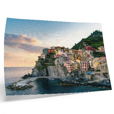 Plakat Šarene kuće na litici iznad mora
