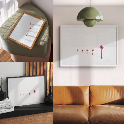 Plakat na platnu Minimalističke zimske bijele i crvene zvijezde