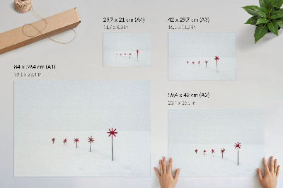 Plakat na platnu Minimalističke zimske bijele i crvene zvijezde