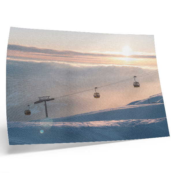 Umjetnički print Zimski krajolik sa žičarom