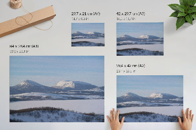 Plakat na platnu Snježne planine zimski krajolik vedro nebo