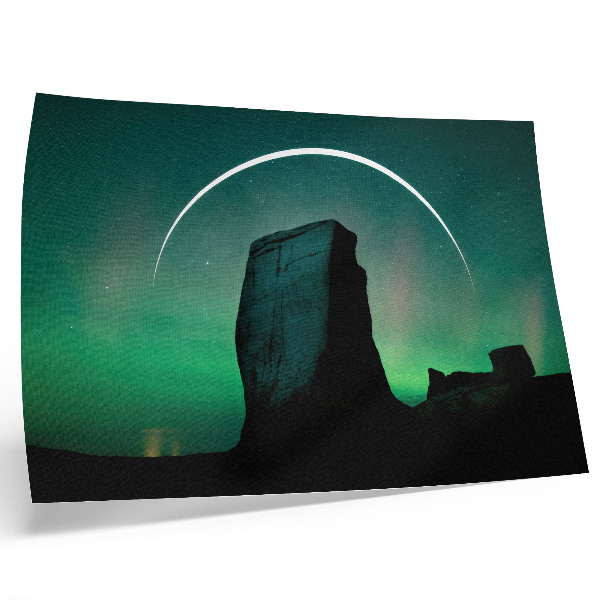 Plakat na platnu Noćno nebo kamenito zelene tonove kozmičke atmosfere