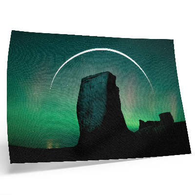 Plakat na platnu Noćno nebo kamenito zelene tonove kozmičke atmosfere
