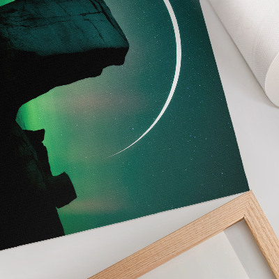 Plakat na platnu Noćno nebo kamenito zelene tonove kozmičke atmosfere