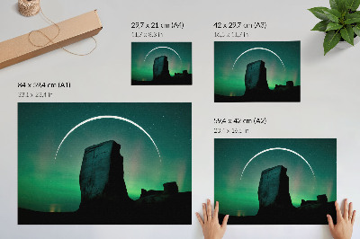 Plakat na platnu Noćno nebo kamenito zelene tonove kozmičke atmosfere