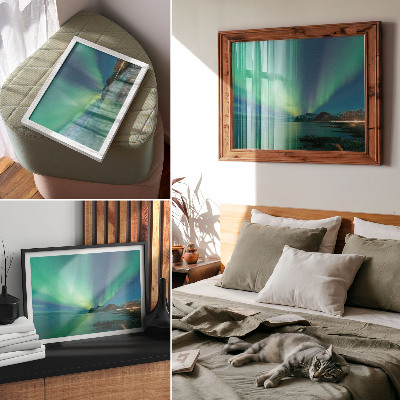 Plakat na platnu Aurora Borealis nad morem, čarobna atmosfera