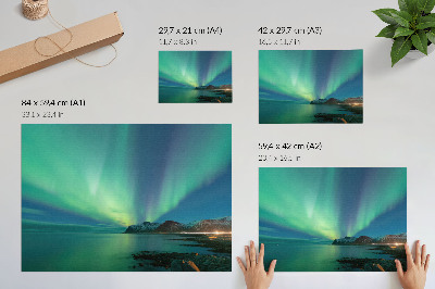 Plakat na platnu Aurora Borealis nad morem, čarobna atmosfera