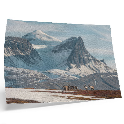 Stilski zidni plakat Slikovita planina mir sobova zimski krajolik