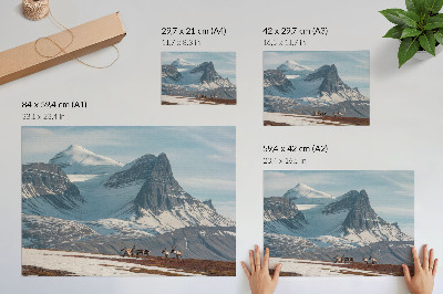 Stilski zidni plakat Slikovita planina mir sobova zimski krajolik
