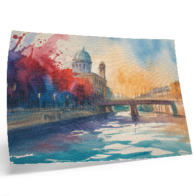 Umjetnički print Odrazi vode na kupoli gradskog mosta u akvarelu