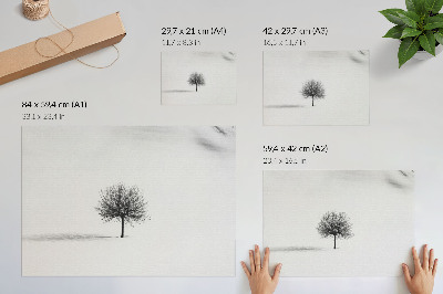 Stilski zidni plakat Motiv harmonije minimalističkog zimskog pejzaža drveća