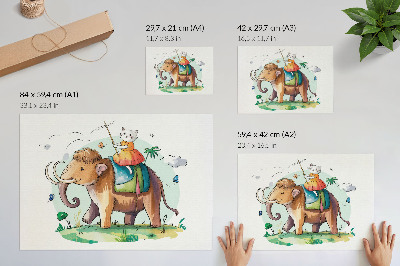 Plakat na platnu Mačka na mamutskoj fantaziji prirode, magija