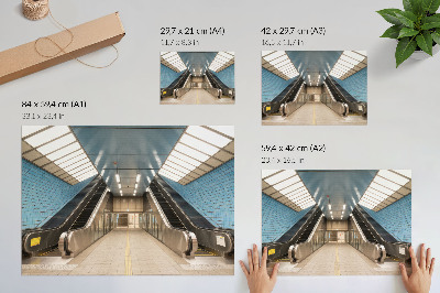 Plakat Simetrija modernih stepenica s plavim pločicama