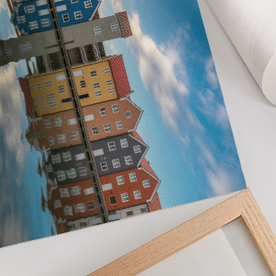 Stilski zidni plakat Šarene kuće uz vodu, odrazi arhitekture