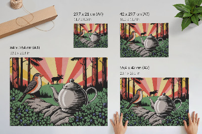 Plakat Dinamična šumska scena bogata detaljima