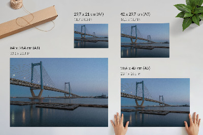Umjetnički print Most na pozadini sumraka, mirna voda, modernost