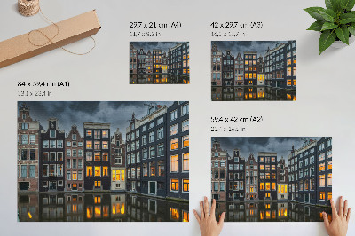 Plakat Stambene kuće uz kanal, ugodna atmosfera odraza