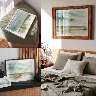 Umjetnički print Plaža trava ocean nebo mir