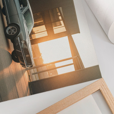 Stilski zidni plakat Klasični automobil s arhitektonskom pozadinom