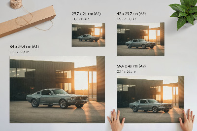 Stilski zidni plakat Klasični automobil s arhitektonskom pozadinom