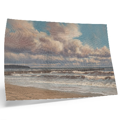 Stilski zidni plakat Mirno more pastelni oblaci plaža