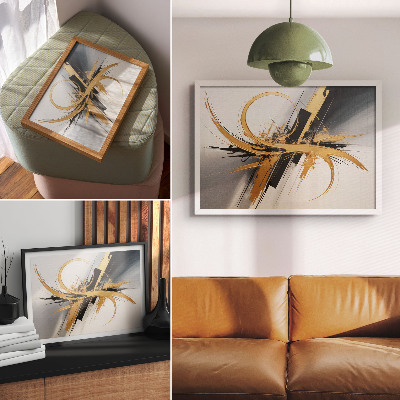 Stilski zidni plakat Dinamični uzorak bež i crnih linija