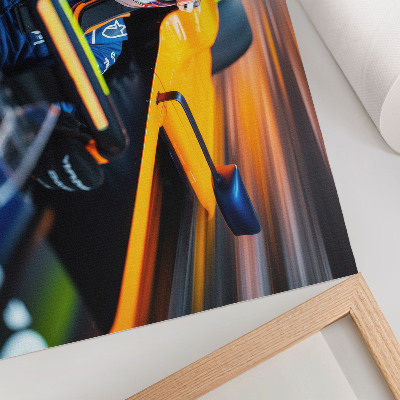 Plakat na platnu Vozač u trkaćem automobilu punom brzine i energije