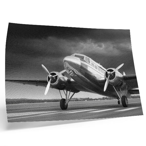 Stilski zidni plakat Stari avion u monokromatskim bojama
