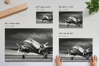 Stilski zidni plakat Stari avion u monokromatskim bojama