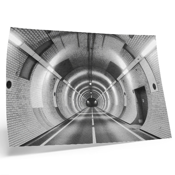 Plakat na platnu Simetrični crno-bijeli tunel s lukovima