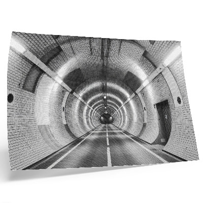 Plakat na platnu Simetrični crno-bijeli tunel s lukovima