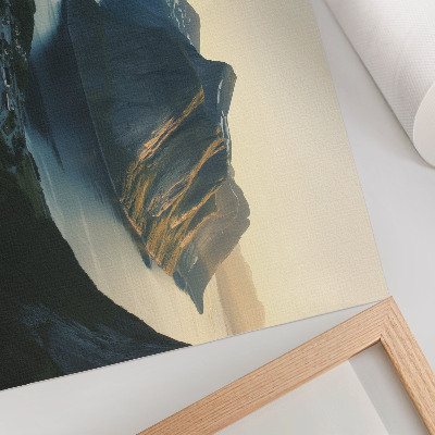 Umjetnički print Fjordi, planine, voda, zalazak sunca, harmonija prirode