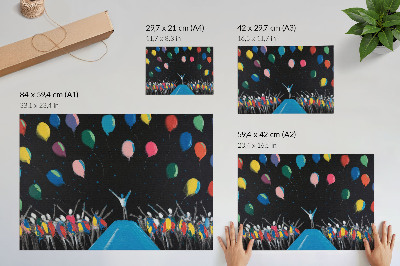 Plakat Šareni baloni u kontrastu s crnim nebom
