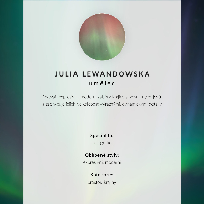 Stilski zidni plakat Zelena aurora, svjetlucava svjetla, mirna površina