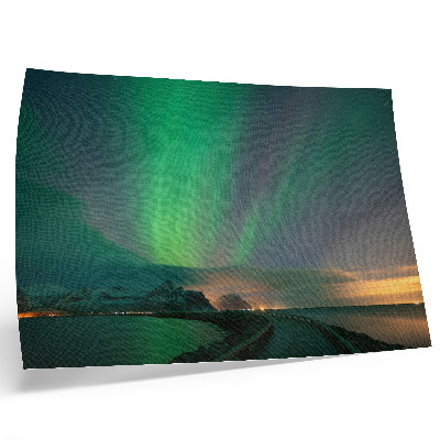 Umjetnički print Aurora Borealis iznad hladnog planinskog krajolika