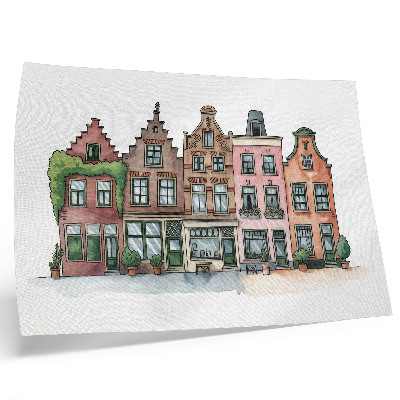 Plakat Slikovite stambene kuće u pastelnim bojama i ilustrativnom stilu